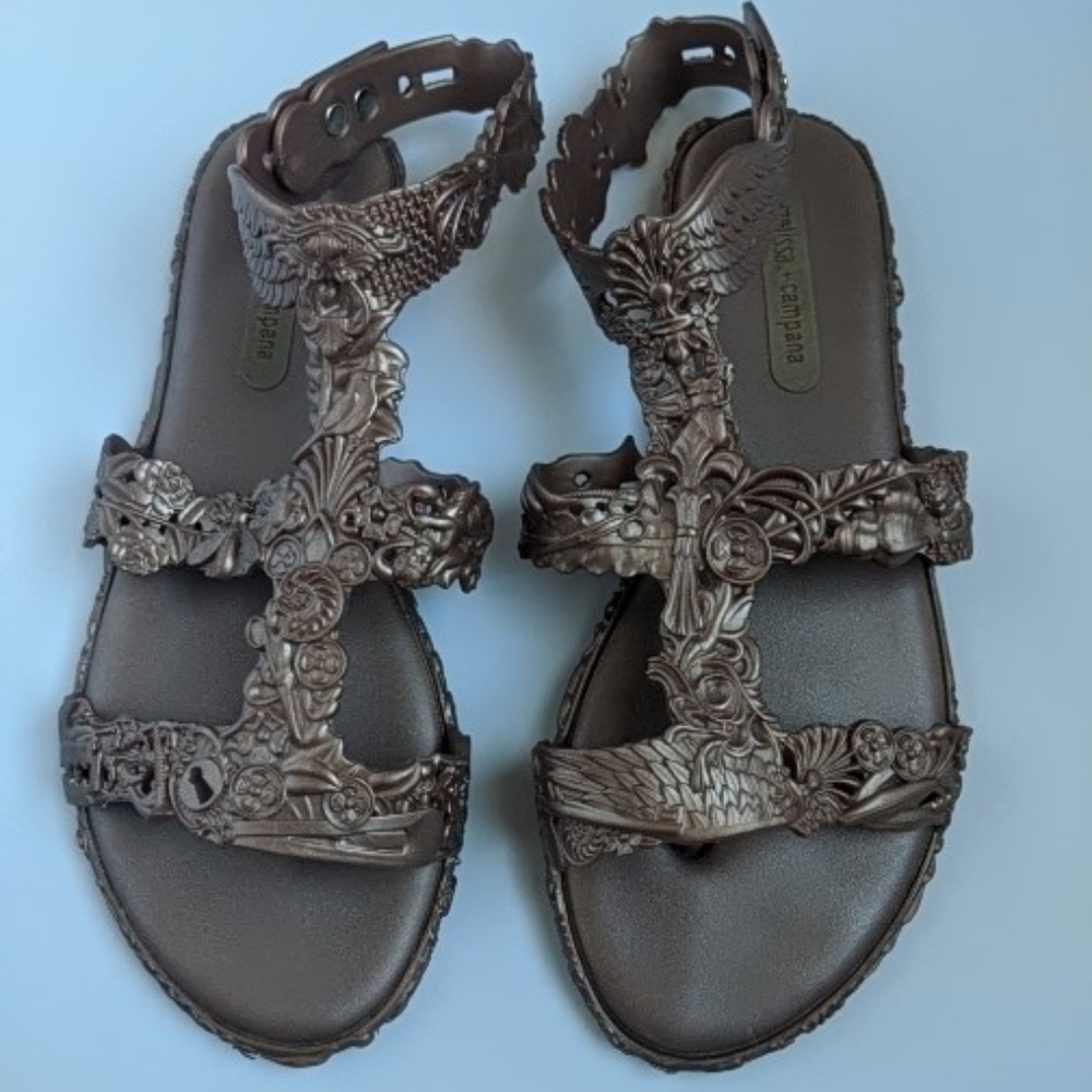 Melissa rose gold gladiator sandals